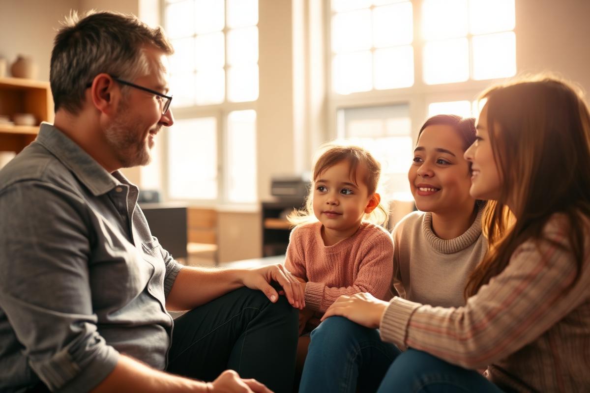 Social worker in consultation with a family